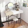thumbnail image 5 of 40" Makeup Vanity Desk with 3-Mode Lighted Mirror & Wireless Charging Station , Vanity Table with Drawer & 3 Open Shelves for Ample Storage Space, Dressing Table for Bedroom, White, 5 of 9