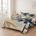 thumbnail image 2 of Full Quilt Set 78''x90'', Navy Blue Palm Trees Lightweight Bedspread Coverlet Set with 2 Pillow Shams, Vintage Summer Botanical Watercolor Breathable All Season Quilt Bedding for Bedroom/Guest Room, 2 of 9