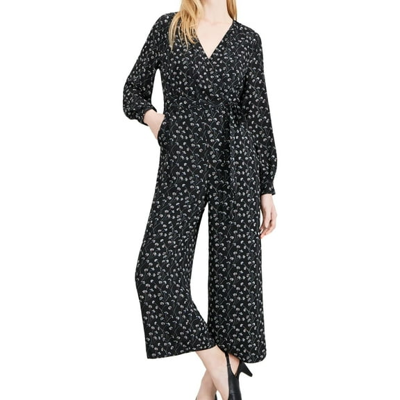 maison Jules Womens Floral Jumpsuit, Black, 8
