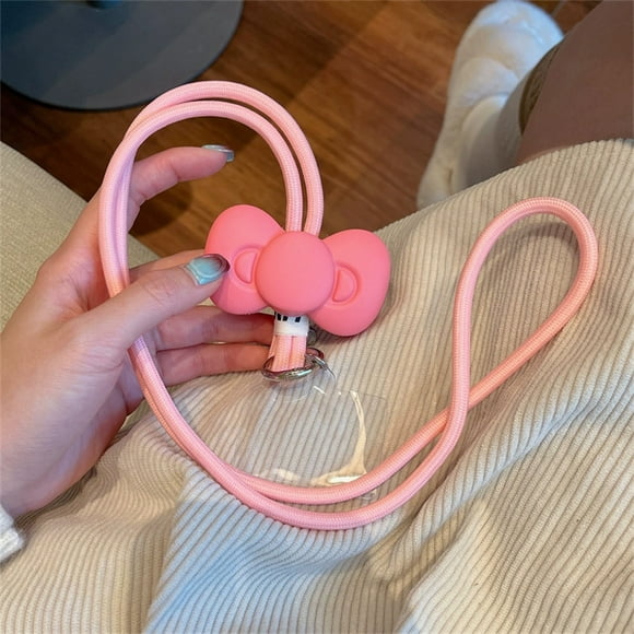 Korean Cute Universal Necklace Mobile Phone Crossbody Pink Bow Silicone Strap For iPhone 14 13 12 15 Pro Max For Samsung Chain FJH
