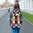 thumbnail image 6 of FORMRS Unisex Backpack Elementary School Travel Bookbag with Reflective Stripes, White Checkered Pattern, 6 of 7