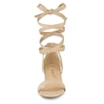 thumbnail image 2 of Sandalias Punta Abierta Tacón De Bloque Cordón Arriba Para Mujer Beige 39, 2 of 7