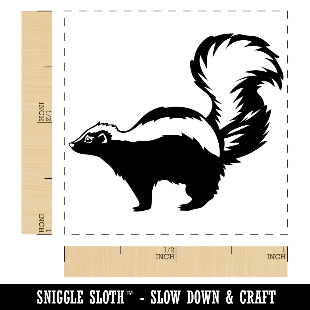 Smelly Striped Skunk Self-Inking Rubber Stamp Ink Stamper - Blue Ink - Small 1 Inch