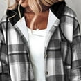 thumbnail image 4 of Women's Winter Casual Fashion Plaid Hooded Long Sleeve Wool Blend Outer Fleece Lined Thickened Button Closure Jacket Coat Top for Winter Daily Casual Outfits, 4 of 6