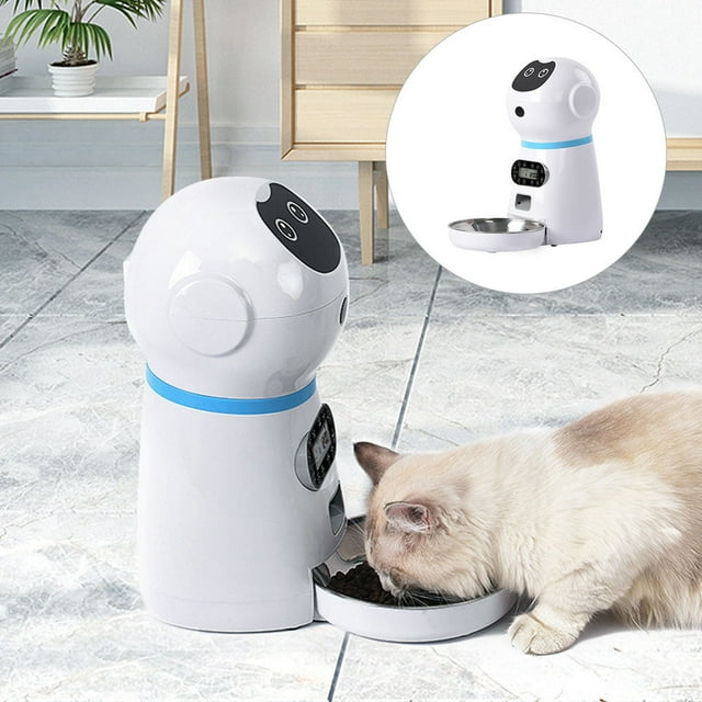 OULII 1 Set of Cat Auto Feeder White with Digital Timer for Cat Owners