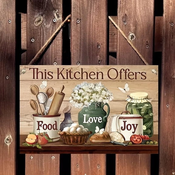 Wooden Kitchen Offers Sign, 1 Count Farmhouse Kitchen Wall Art, Modern Country Kitchen Decor, Wall Hanging Decor for Home Living Room & Dining Room