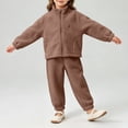 thumbnail image 6 of ITSAME Girls Outfit Set Cotton Zipper Stand Collar Jacket and Jogger Pants Fall Winter Warm Comfy Two Piece Set Brown Size 6, 6 of 8