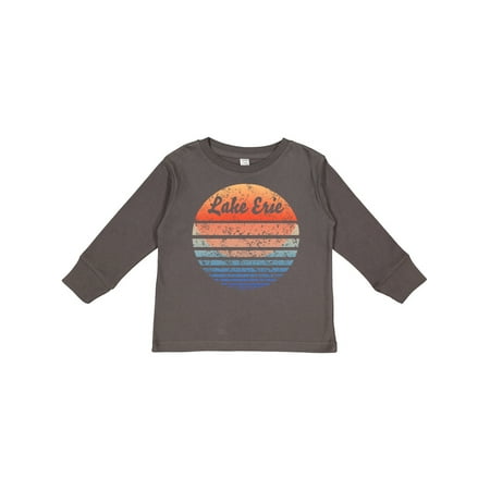 

Inktastic Lake Erie Distressed Retro Sunset Gift Toddler Boy or Toddler Girl Long Sleeve T-Shirt