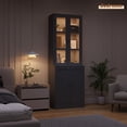 thumbnail image 4 of NEGYLIM 71" Bookcase with Glass Door,Display Bookshelves with Charging Station & Adjustable LED Lights,Modern Bookcase for Living Room,Bedroom,Home Office (Black B), 4 of 13