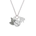 thumbnail image 2 of Delight Jewelry Silvertone Antiqued Angel with Bow & Crystal Let Things Go Fall Zoey Charm Necklace, 28", 2 of 4