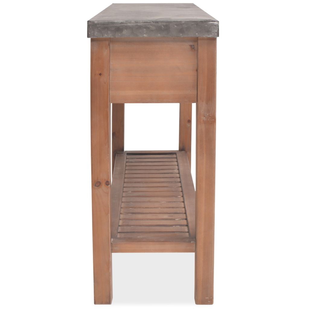 Kepooman Console Table with 3 Drawers for Living Room, Brown Kepooman Console Table with 3 Drawers for Living Room, Brown