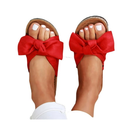 

YCCOTO Womens Bowknot Casual Flat Slippers Summer Sandals Espadrille Mule Slides Shoes