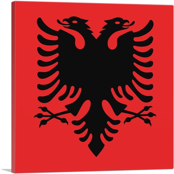 ARTCANVAS Flag of Albania Country in the Balkans Red Square Canvas Art Print - Size: 18" x 18" (0.75" Deep)