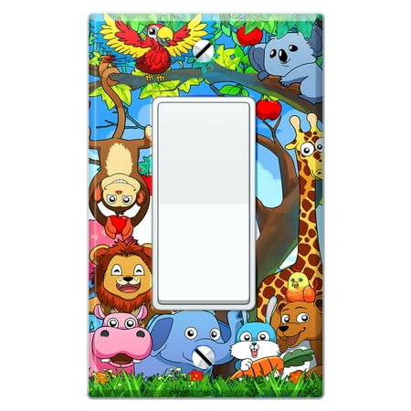 WIRESTER 1-Gang Decorator Light Switch Plate/Wall Plate Cover, Animal Party
