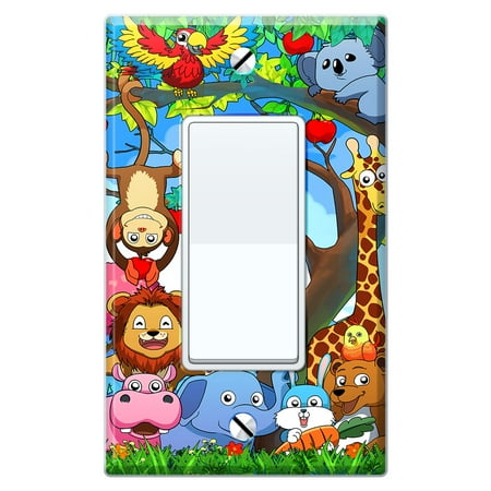 WIRESTER 1-Gang Decorator Light Switch Plate/Wall Plate Cover, Animal Party