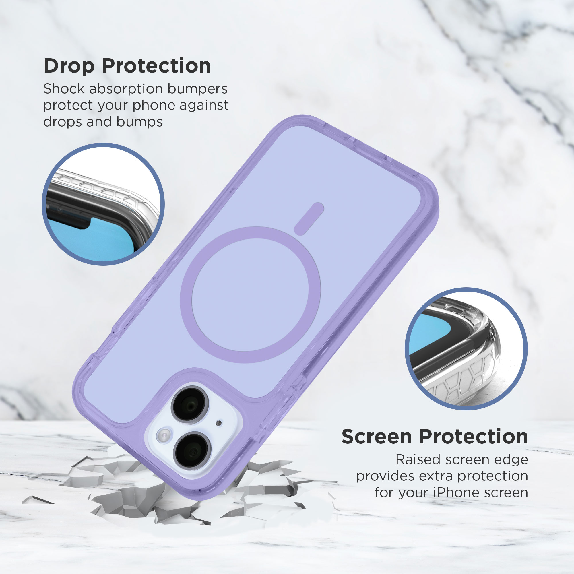 iHome Velo iPhone 16 Plus/15 Plus Case, Purple photo 6