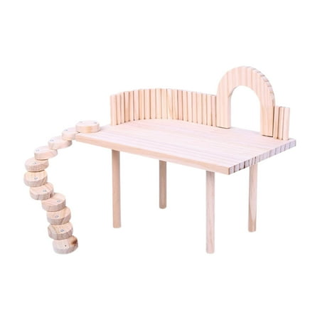 Wood Hamster Stand Platform Molar Toys Habitat Decor Activity Corner Playground Cage Accessories for Gerbil Squirrel Mouse Exercise Playing