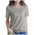 thumbnail image 2 of UJNDER Women's Short Sleeve V Neck Solid Color Warm Top for Casual Everyday Comfort and Lightweight Wear Grey M, 2 of 4