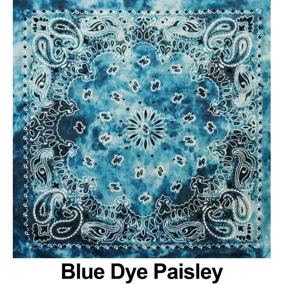 Blue Dye Paisley Print Designs Cotton Bandana (22 inches x 22 inches)
