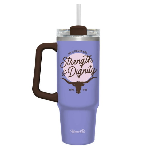 Blessed Girl 30 oz Stainless Steel Mug With Straw Strength & Dignity