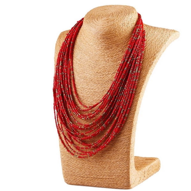 Collar vintage con personalidad exagerada y piedras preciosas, nuevo collar de cuentas de arroz multicapa con forma de gota de agua bohemia