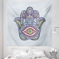thumbnail image 1 of Evil Eye Tapestry, Doodle Hamsa Hand Traditional All Seeing Eye Positive Colorful, Fabric Wall Hanging Decor for Bedroom Living Room Dorm, 5 Sizes, Pale Blue Pink Green, by Ambesonne, 1 of 1