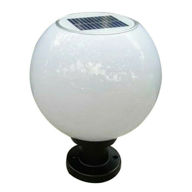 Lámpara de pilar de pared de jardín al aire libre con luz de bola redonda de acrílico de energía solar LED Lamparas Tmvgtek Para estrenar