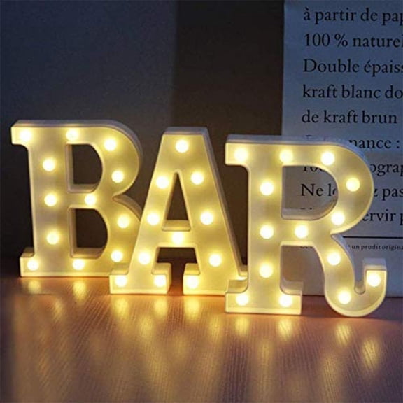 Warm White LED Light Up BAR Marquee Sign – Battery Operated Illuminated Letters for Home Bar Decor, Parties, Anniversaries, or Birthday Gifts