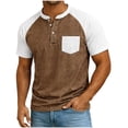 thumbnail image 3 of cllios Mens Raglan Short Sleeve Henley Shirts Loose Fit Contrast Color T-Shirts with Chest Pocket Lightweight Casual Summer Tops, 3 of 6