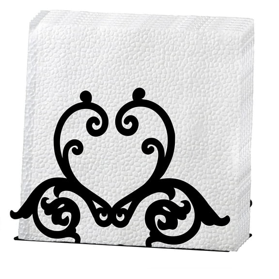 Metal Napkin Holder Mandarin Duck Love Serviette Holder Organizer Stand Modern Black Tabletop Paper Table Anti-slip Bottom for Kitchen Countertops Dinning Home Kitchen 5.3x3.5inch Black DIY