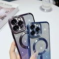 thumbnail image 2 of Compatible with iPhone 13 Pro Max Magnetic Glitter Case,Cute Plating Bling Phone Case Compatible with MagSafe for Women Girls Camera Protector Back Cover for iPhone 13 Pro Max 6.7'' Blue, 2 of 9
