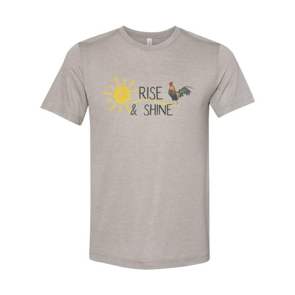 "Rise And Shine Shirt, Rooster Rise And Shine, Farm Shirt, Chicken Shirt, Unisex Fit, Soft Bella T, Country Sayings, Rooster Shirt, Funny, Heather Stone, LARGE"