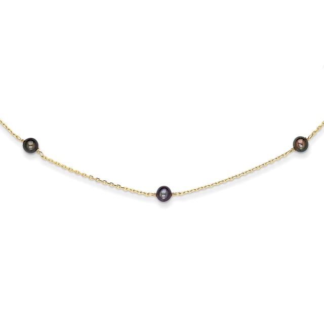 Collier de Perles de Culture en Or Jaune 14K Noir 18 Pouces