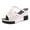 White, variant on Rokment Womens Platform Wedge Backless Slides Sandals Ladies Openwork Leather Peep Toe Color Block Chunky Heels Mules Dress Slip on Slippers Summer 2026