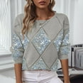thumbnail image 2 of QSAWXQZ Women's Argyle Knit Sweater Sequin Hollow Out Crew Neck Long Sleeve Solid Pullover Top Gray L, 2 of 7