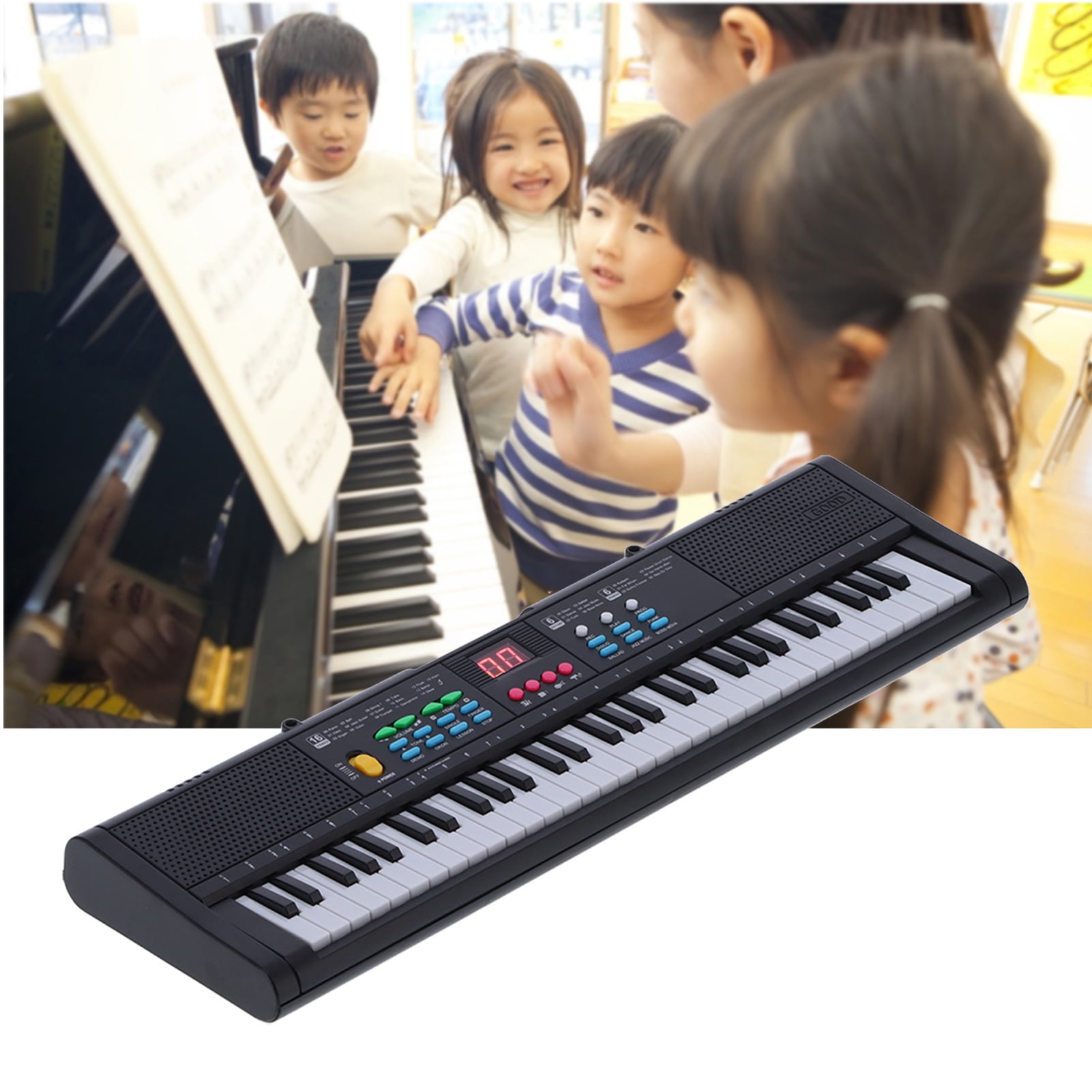 Electric Piano Instrument Keyboard Piano Instrument 61 Keys Electric Digital Multifunctional with Microphone MQ6186,Keyboard Piano