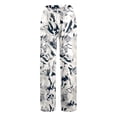 thumbnail image 6 of Beach Pants for Women 2026 Spring Summer Floral Print Elastic Waist Wide Leg Loose Linen Baggy Pants with Pockets, 6 of 6