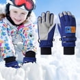 thumbnail image 2 of Rhuody Boys Girls Winter Gloves Children'S 2024 Thick Velvet Cycling Skiing Cold Gloves Cycling Cold Warmth Gloves Fashion Basic Daily Wear Dark Blue L, 2 of 3