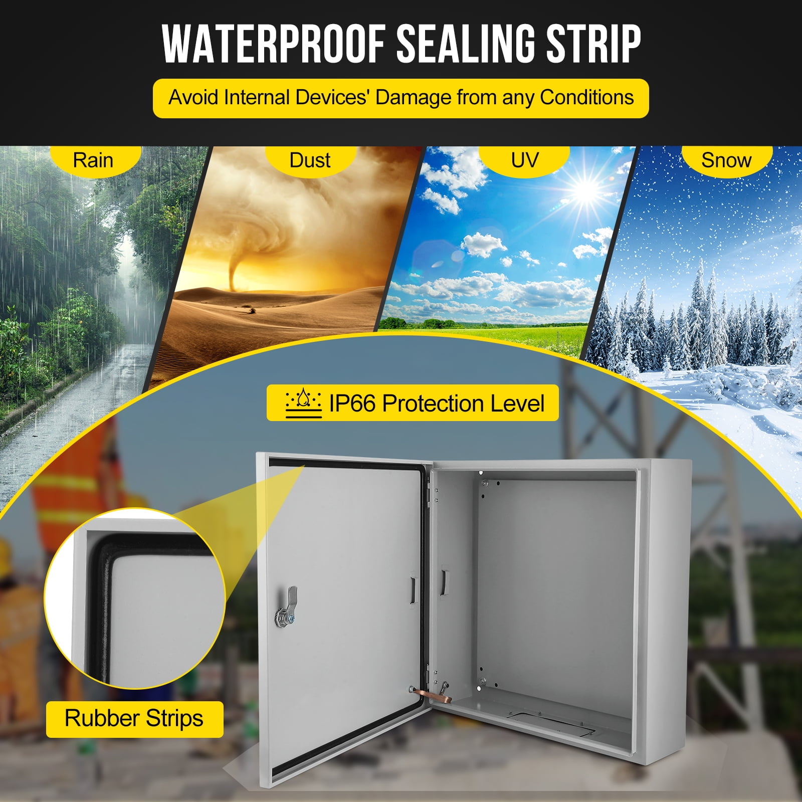 Garvee Steel Electrical Box, 20 x 20 x 6″ NEMA 4X Electrical Box, Outdoor/Indoor Electrical Junction Box, IP66 Waterproof & Dustproof, Lockable Junction Box