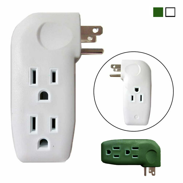 Triple 3 Outlet Grounded AC Wall Plug Power Tap Splitter 3-Way
