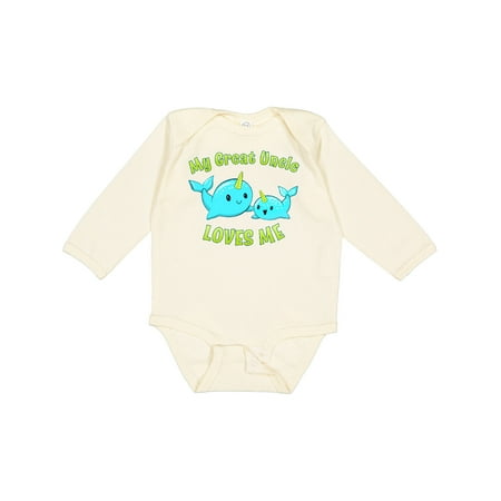 

Inktastic My Great Uncle Loves Me- Cute Narwhal Gift Baby Boy or Baby Girl Long Sleeve Bodysuit