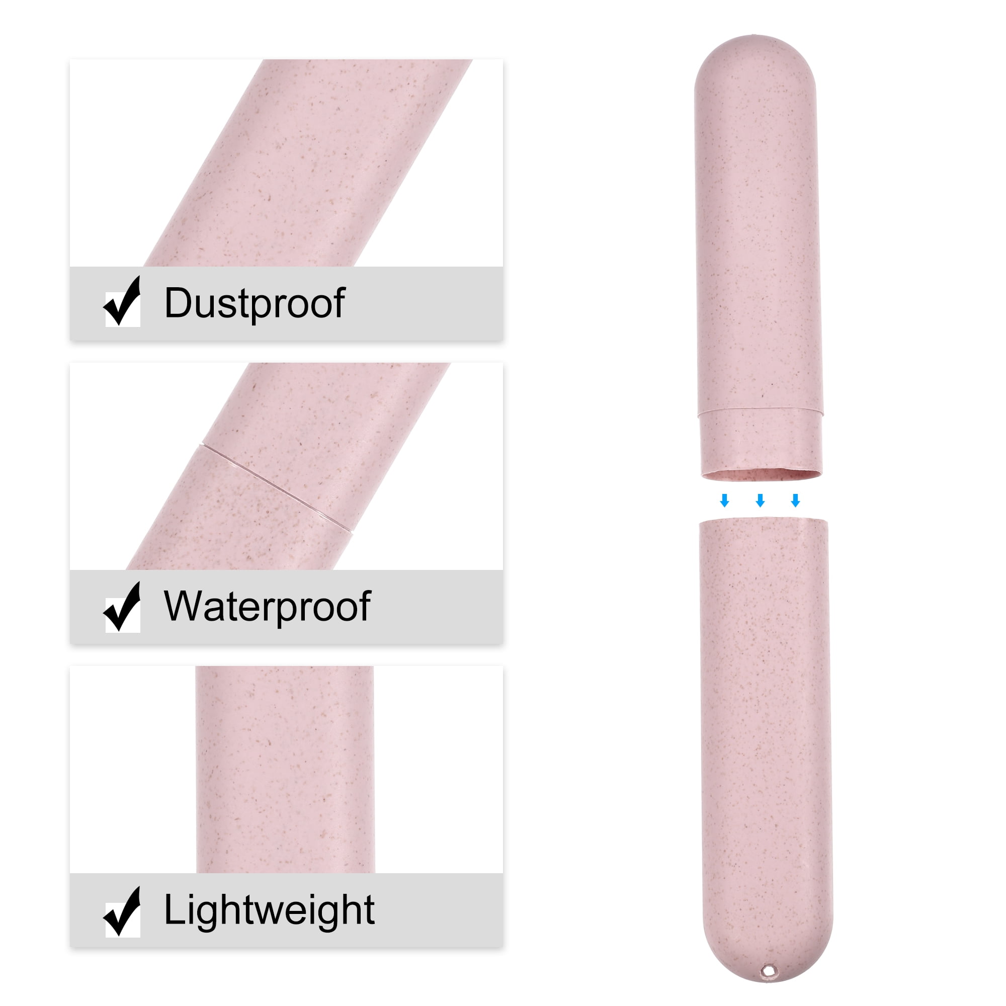 Unique Bargains 2Pcs Toothbrush Holders Case Green Pink for Travel 8.07"x1.22"x0.83"