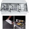 thumbnail image 2 of Tarros de especias para el hogar, caja de condimentos de acero inoxidable con 3 compartimentos, juego de recipientes para especias con tapa y cuchara, 2 of 5