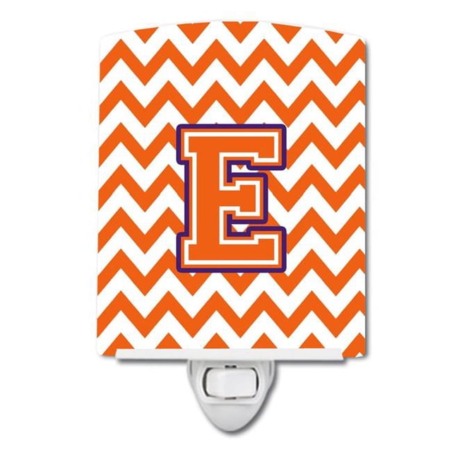 Carolines Treasures CJ1062-ECNL Letter E Chevron Orange & Regalia Ceramic Night Light