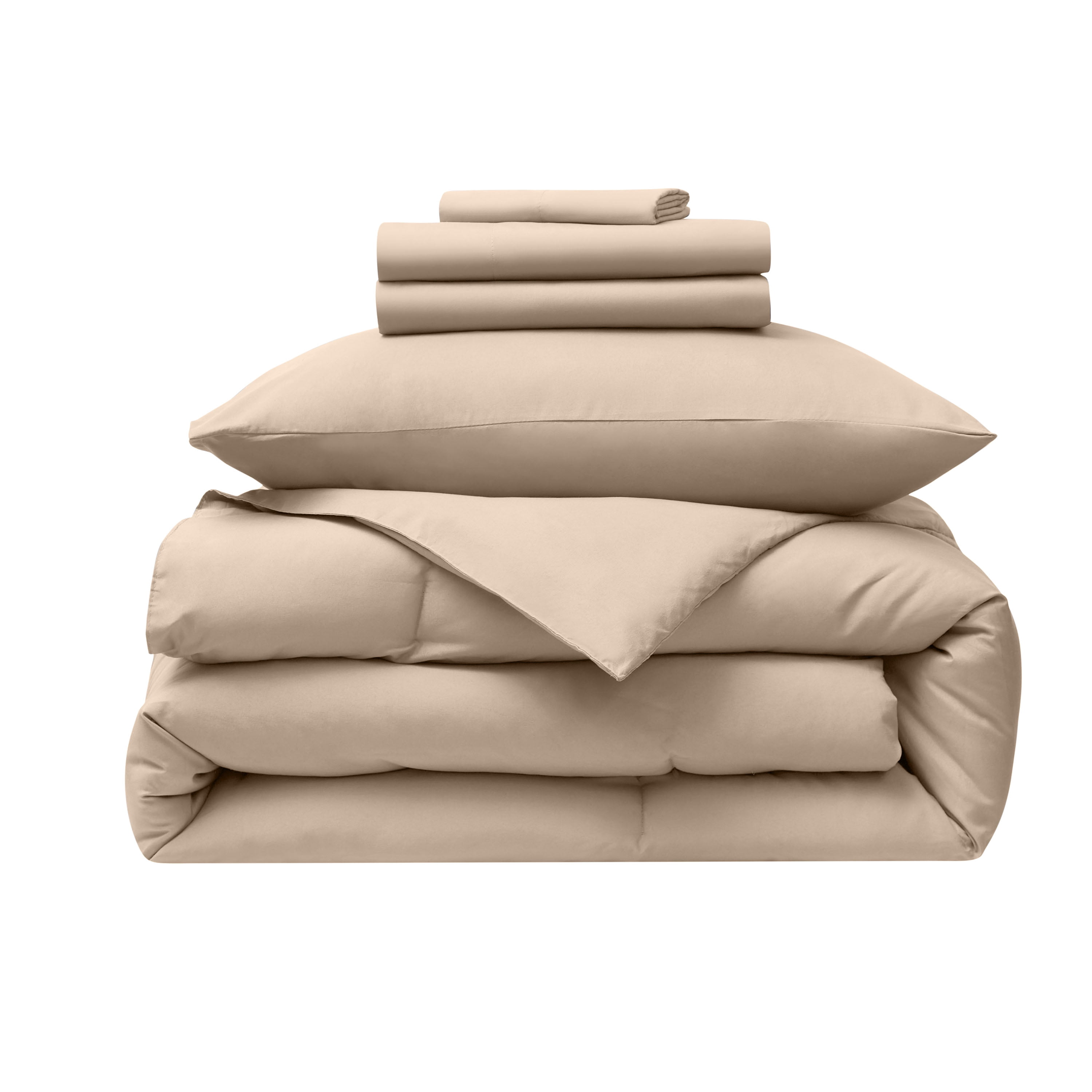 LammaLoe Twin Comforter Sets, 5 Piece Bed in a Bag, Ultra Soft Bedding Comforter Set with Sheets, All Season Bed Set, Dune Sand