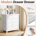 thumbnail image 4 of PORKISS 4 Drawer Dresser, Wooden Chest of Drawers for Bedroom with Sturdy Frame, Modern Storage Cabinet with Metal Handle for Adults, Entryway, Hallway, White, 4 of 11