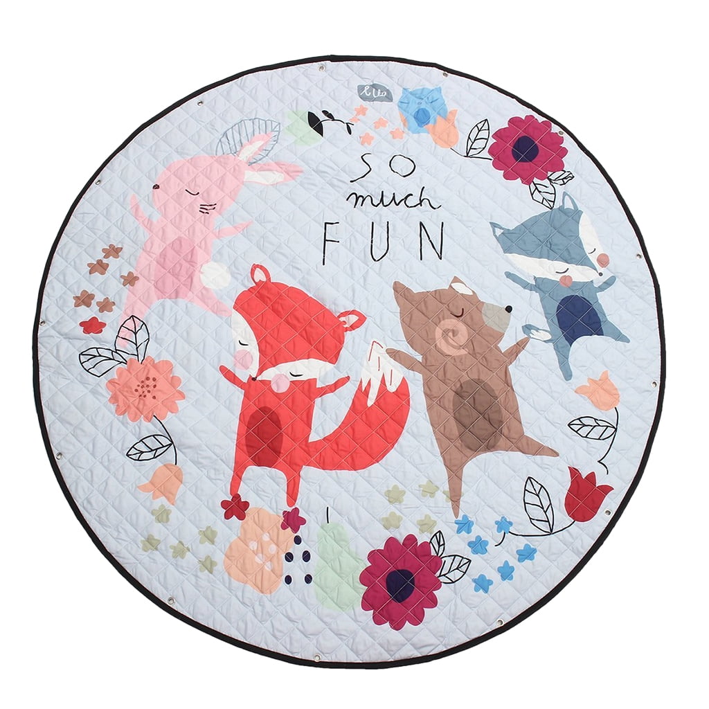Large Size Round Playmat Mat For Playroom Bedroom Children' Room - Cute Animal Pattern, , 60 Inch, Folding Friend
