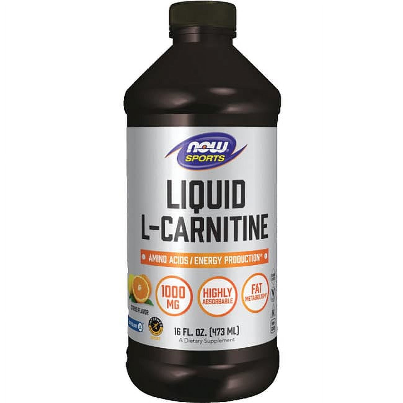 NOW Sports Nutrition, L-Carnitine Liquid 1,000 mg, Highly Absorbable, Citrus, 16-Ounce
