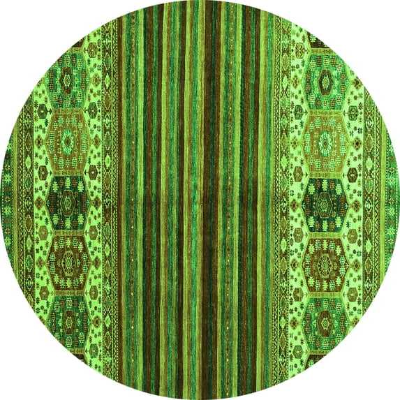 Ahgly Company Indoor Round Abstract Green Contemporary Area Rugs, 3' Round