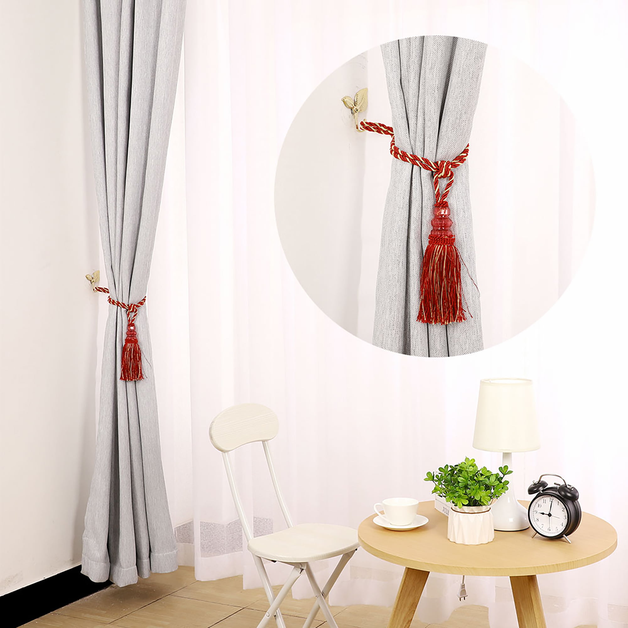 5 Colos Luxury High Quality Curtain Tassel Tie Backs with 1.6" Acrylic Crystal 